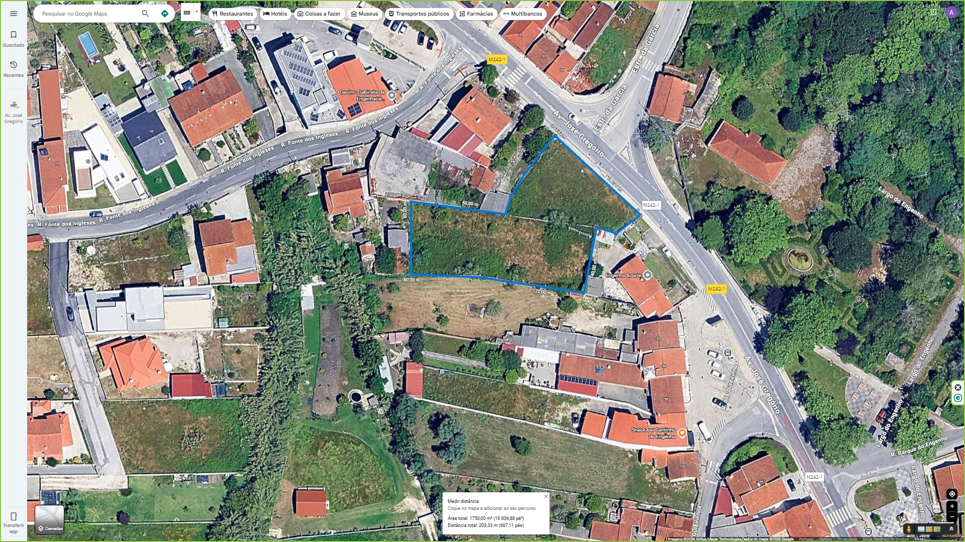 Terreno  urbano, de 1750m²,  a 1 minuto do centro da  Marinha Grande.